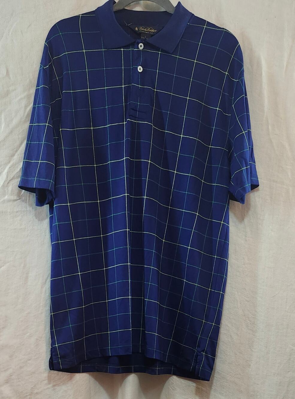 Mens Brooks Brothers SZ Large Blue Polo Extra Long Lightweight Comfort
